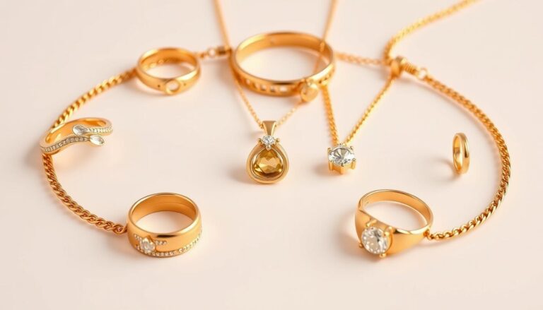 Biżuteria wykonana ze złota 9 karatów - pierścionki, łańcuszki i bransoletki