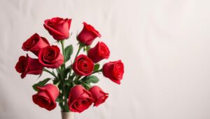 Bukiet siedmiu czerwonych róż symbolizujący zauroczenie i miłość