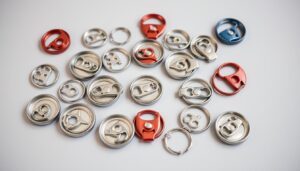 Różne rodzaje zawleczek od puszek o różnym znaczeniu symbolicznym