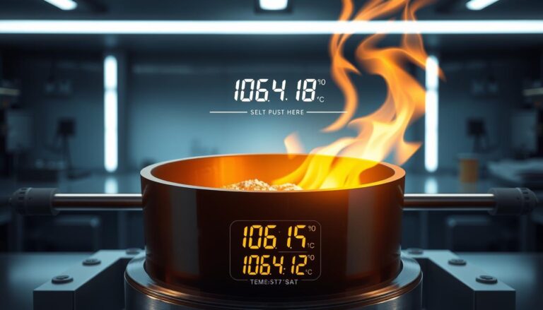 Temperatura topnienia złota - wizualizacja procesu topnienia czystego złota w 1064,18°C