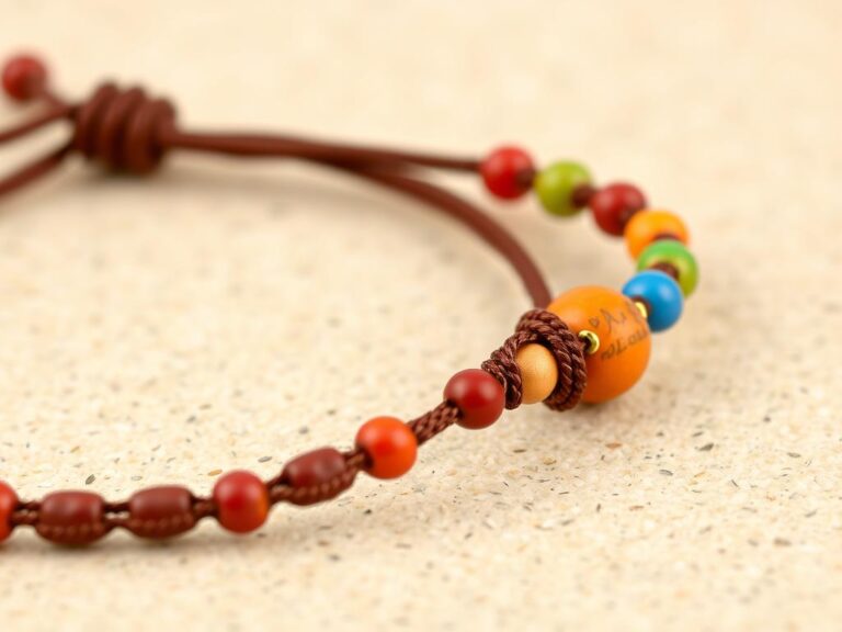 Bransoletka wykonana techniką splotu shamballa z kolorowymi koralami