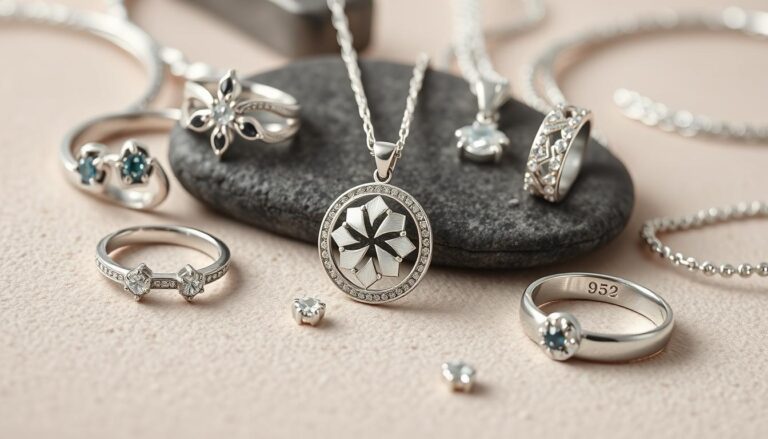 Srebrna biżuteria próby 925 z widocznym oznaczeniem próby