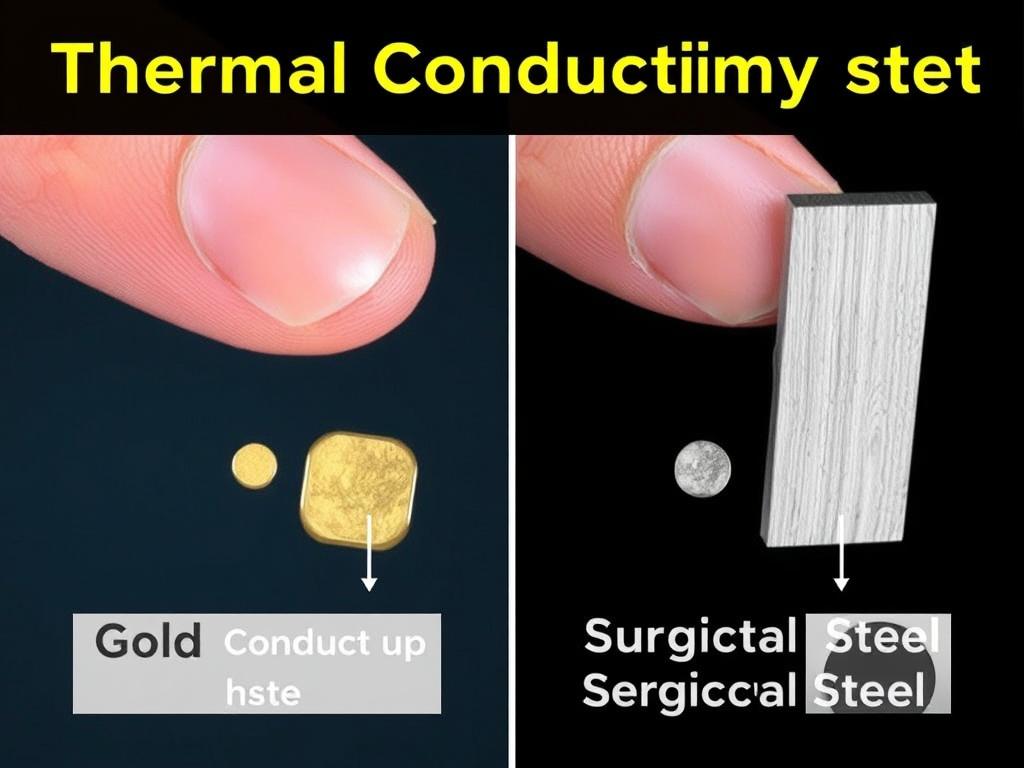Test przewodnictwa cieplnego złota i stali - jak odróżnić złoto od stali chirurgicznej Test przewodnictwa cieplnego złota i stali - jak odróżnić złoto od stali chirurgicznej