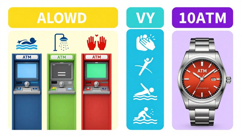 Infografika pokazująca aktywności dla różnych klas wodoszczelności