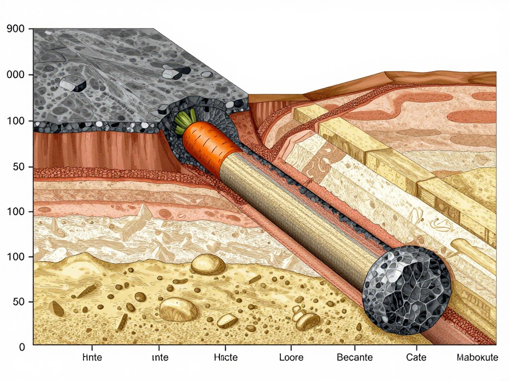 Przekrój geologiczny komina kimberlitowego