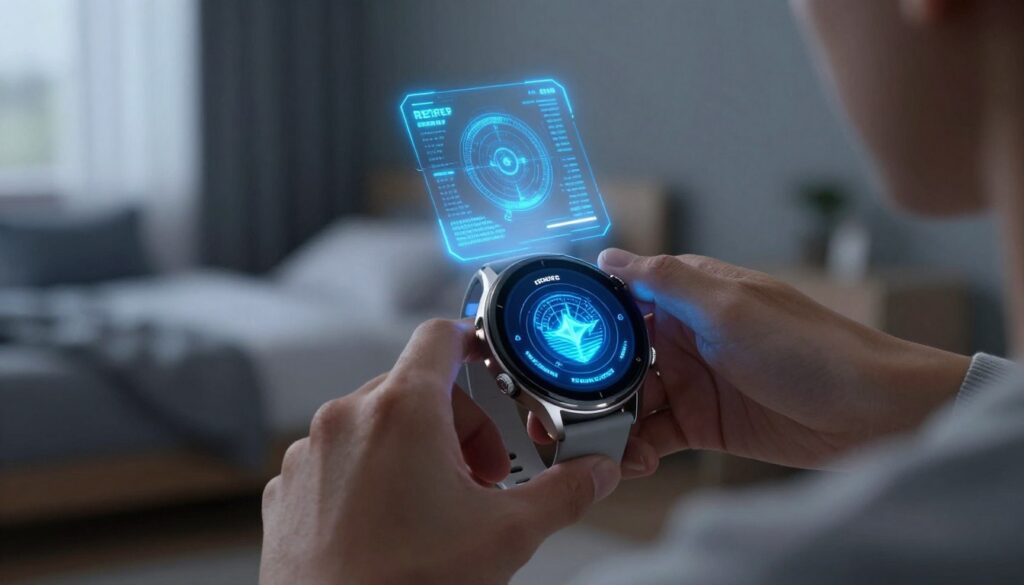 futurystyczny smartwatch z zaawansowanym monitorowaniem snu