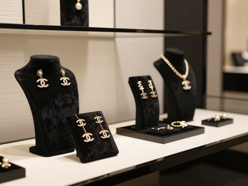 kolczyki chanel i luksusowa biżuteria w butiku