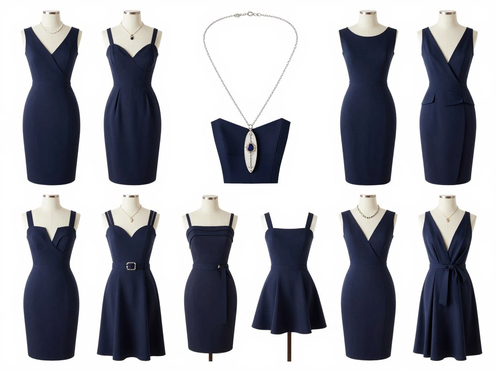 naszyjnik dobór według dekoltu granatowej sukienki