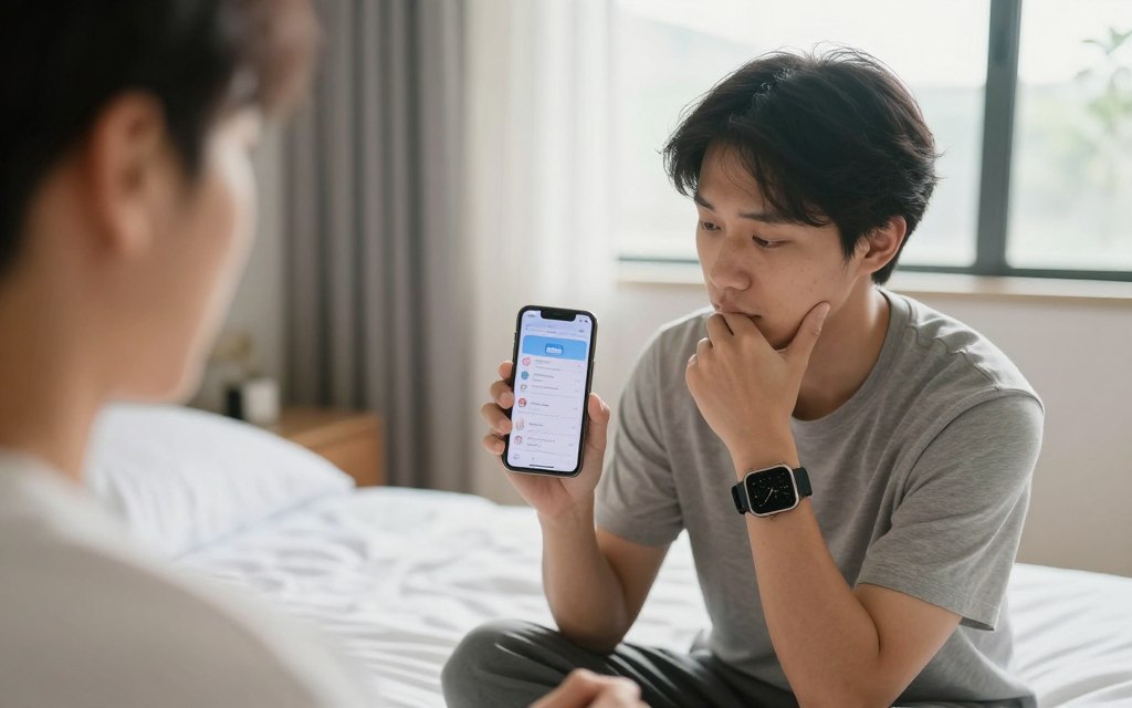 osoba analizująca dane o śnie z smartwatcha