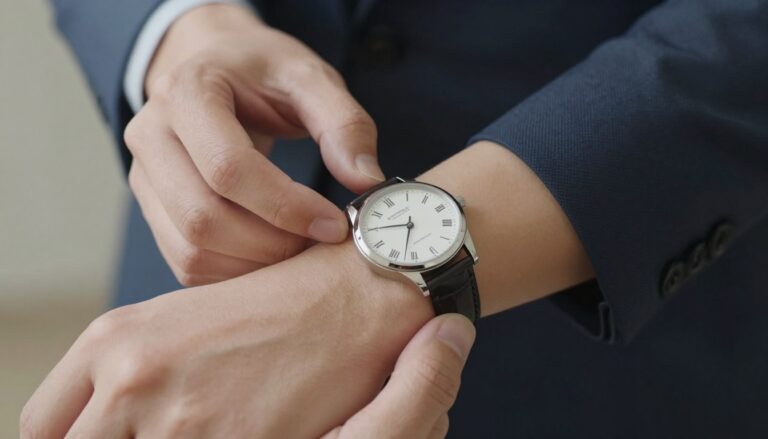 osoba zakładająca zegarek na nadgarstku pokazująca właściwy sposób noszenia
