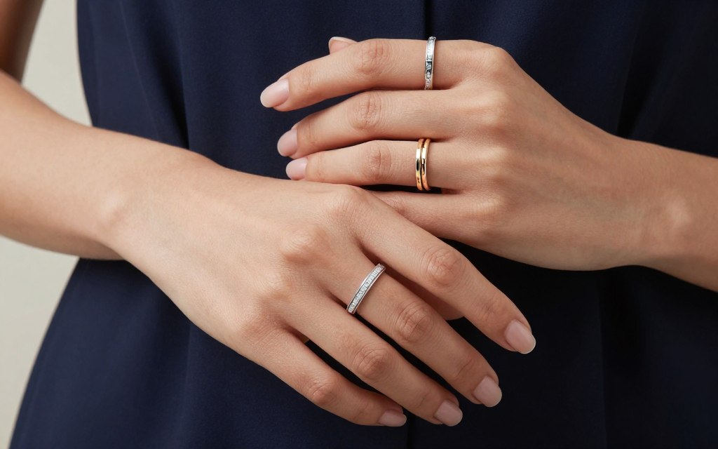 pierścionki do granatowej sukienki elegancka biżuteria