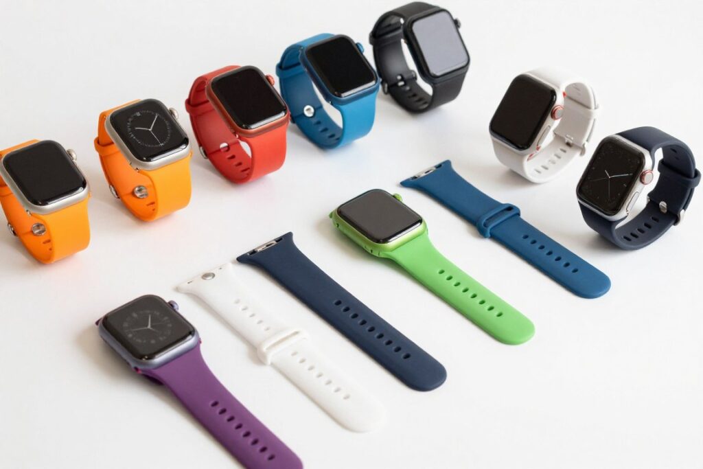 różne paski do smartwatchy w różnych kolorach