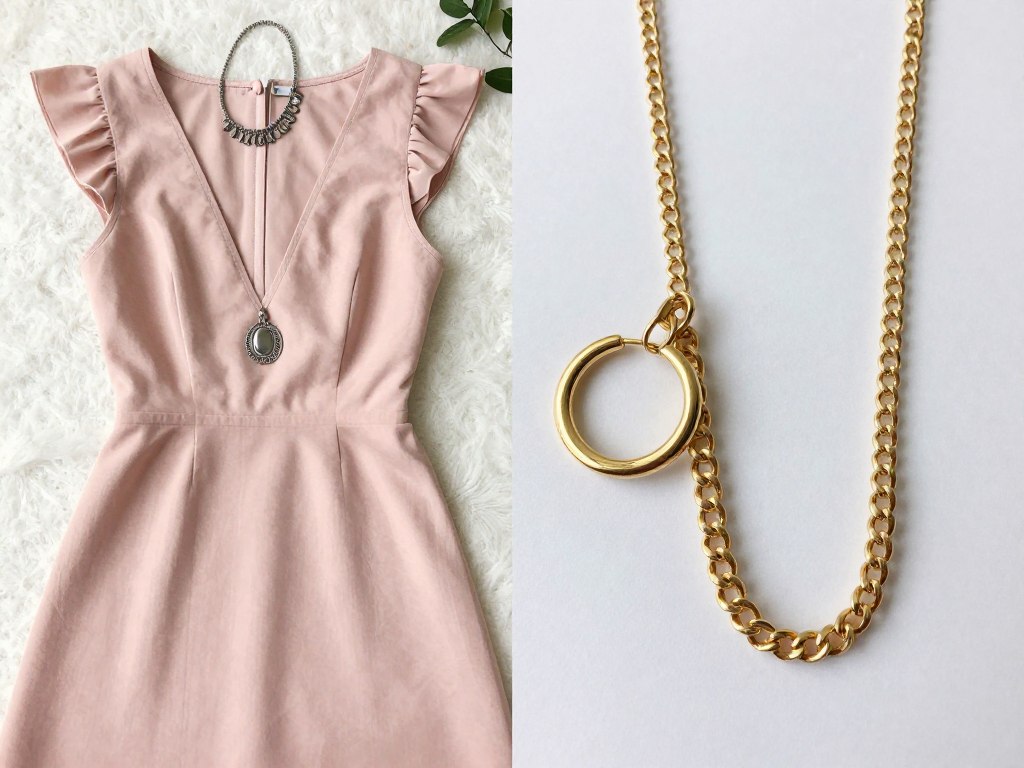 różowa sukienka z zestawem biżuterii srebro i złoto porównanie