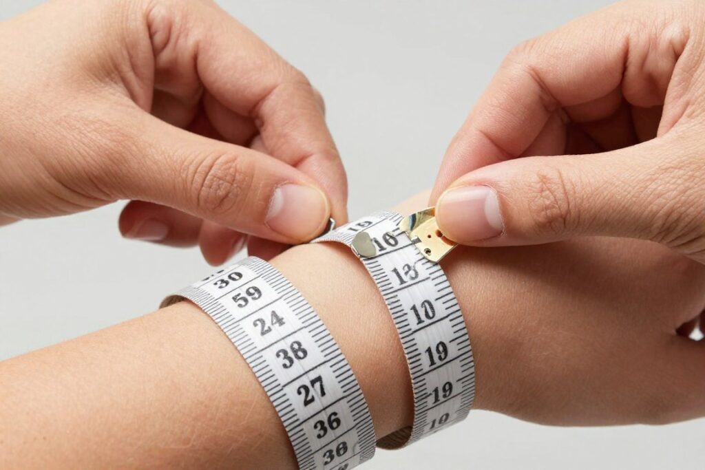 Centymetr krawiecki przy pomiarze nadgarstka