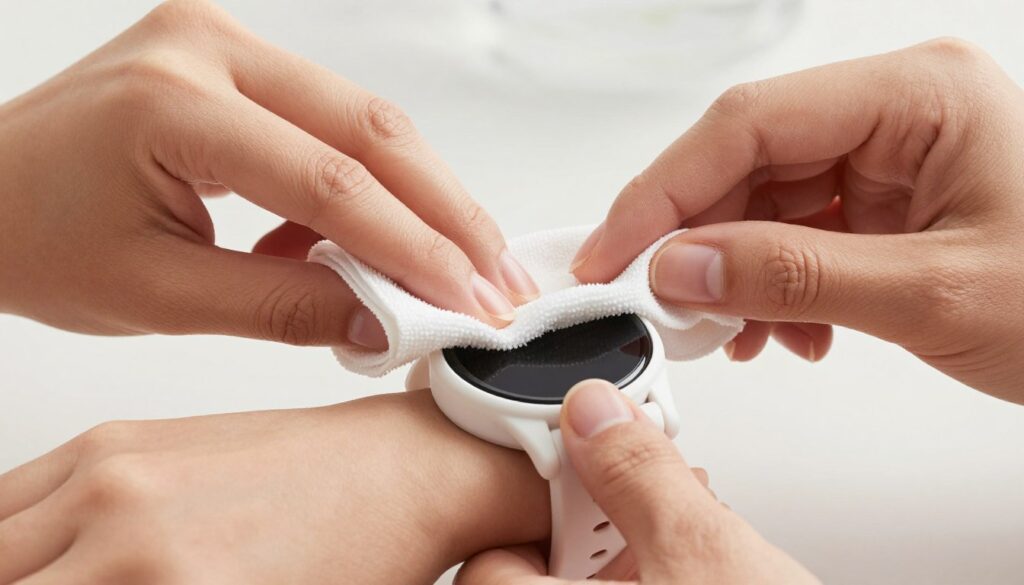 Czyszczenie zegarka silikonowego miękką szmatką