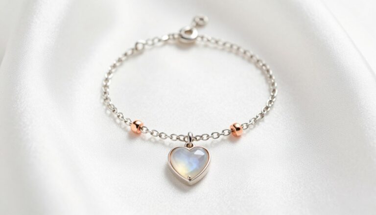 Elegancka bransoletka dla świadkowej z sercem i kamieniem księżycowym