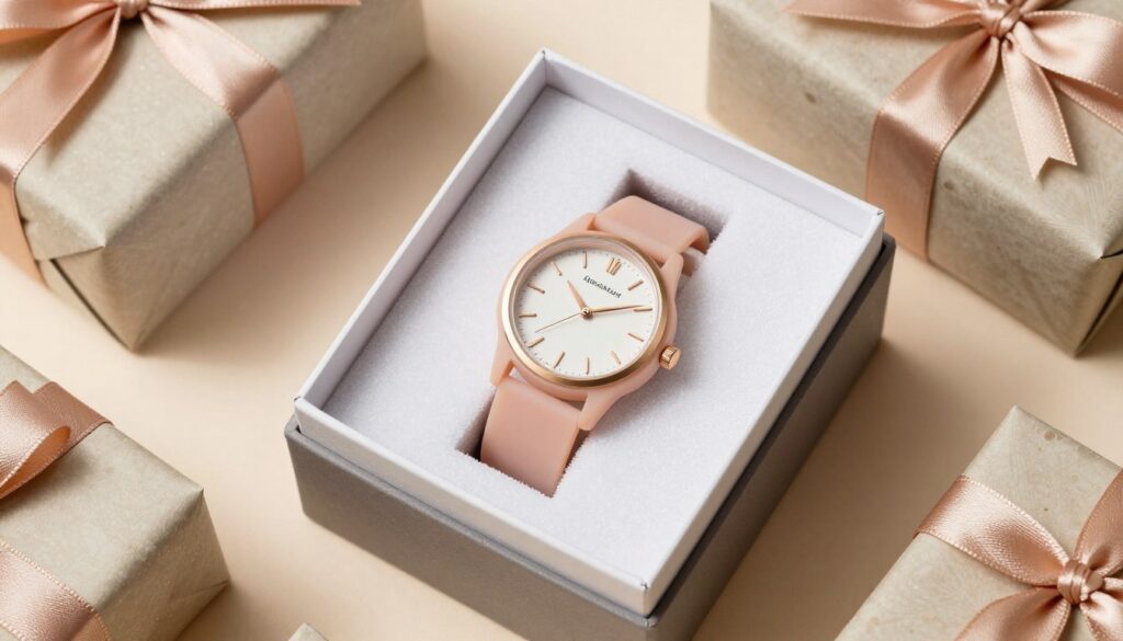 Elegancko zapakowany zegarek damski jako prezent