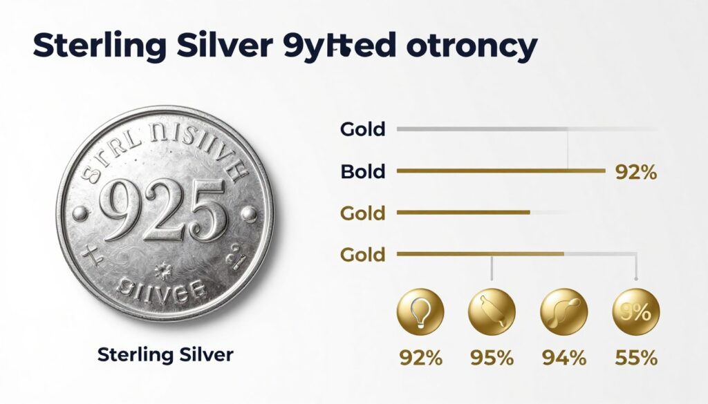 Infografika wyjaśniająca różnicę między srebrem 925 a złotem