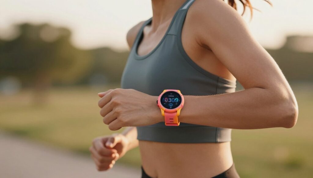 Kobieta nosząca zegarek silikonowy podczas aktywności sportowej
