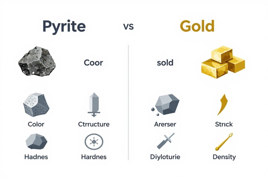 Podsumowanie różnic między pirytem a złotem