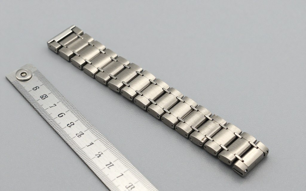 Pomiar długości bransolety zegarka na płaskiej powierzchni