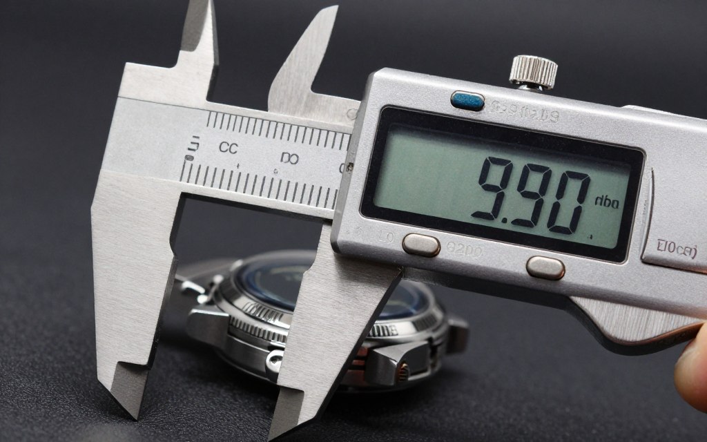 Pomiar szerokości uszek zegarka szuwmiarką