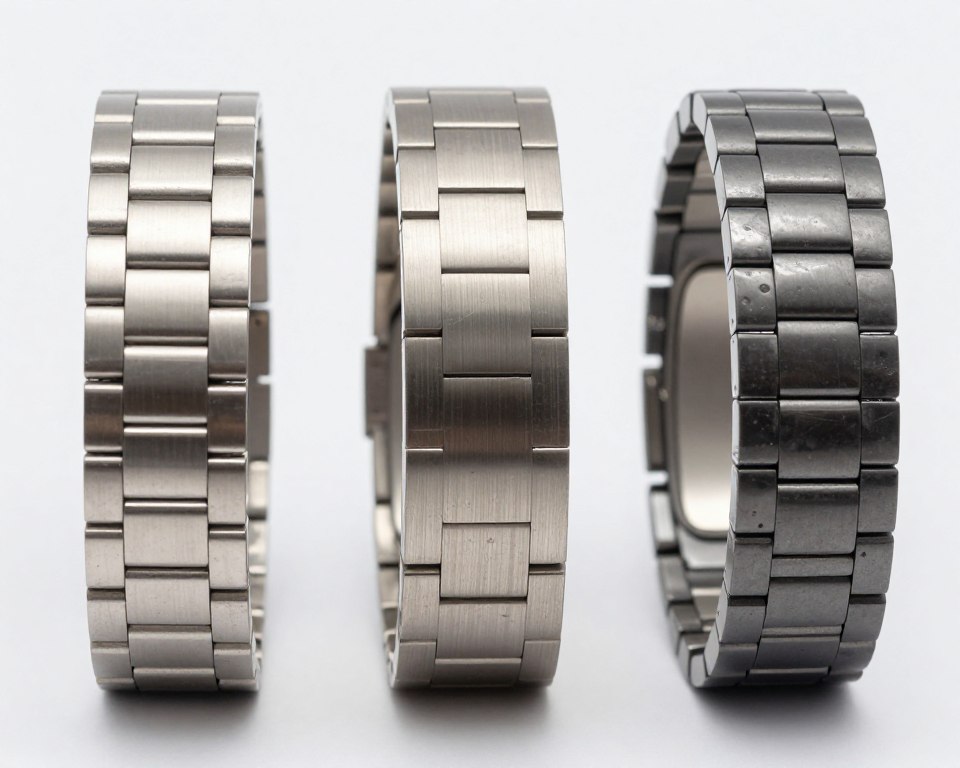 Porównanie materiałów bransolet - stal, tytan, ceramika