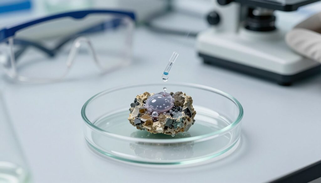 Reakcja chemiczna pirytu z kwasem