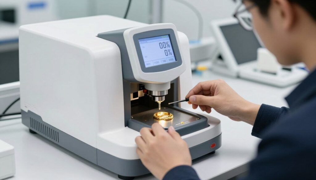 Spektrometr XRF testujący skład złota