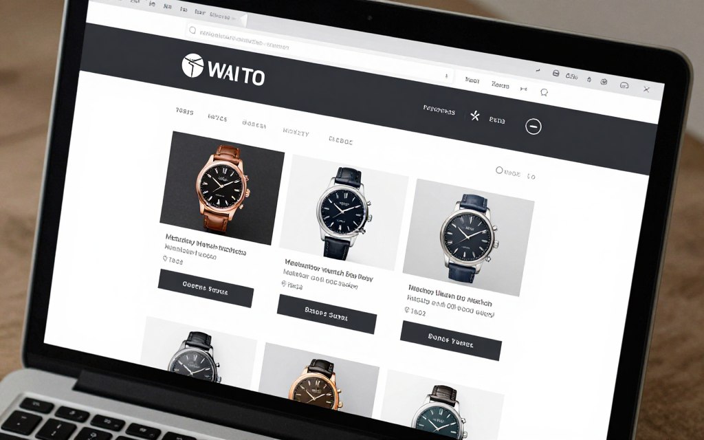 Strona internetowa sklepu z zegarkami na ekranie komputera