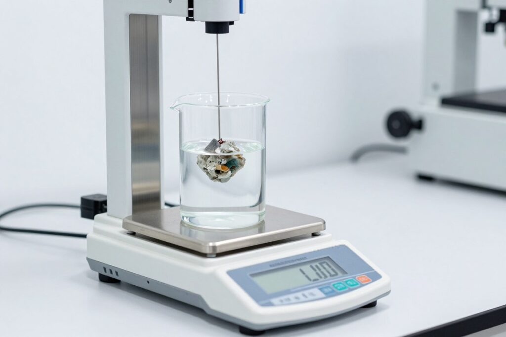 Test gęstości minerałów metodą wyporu