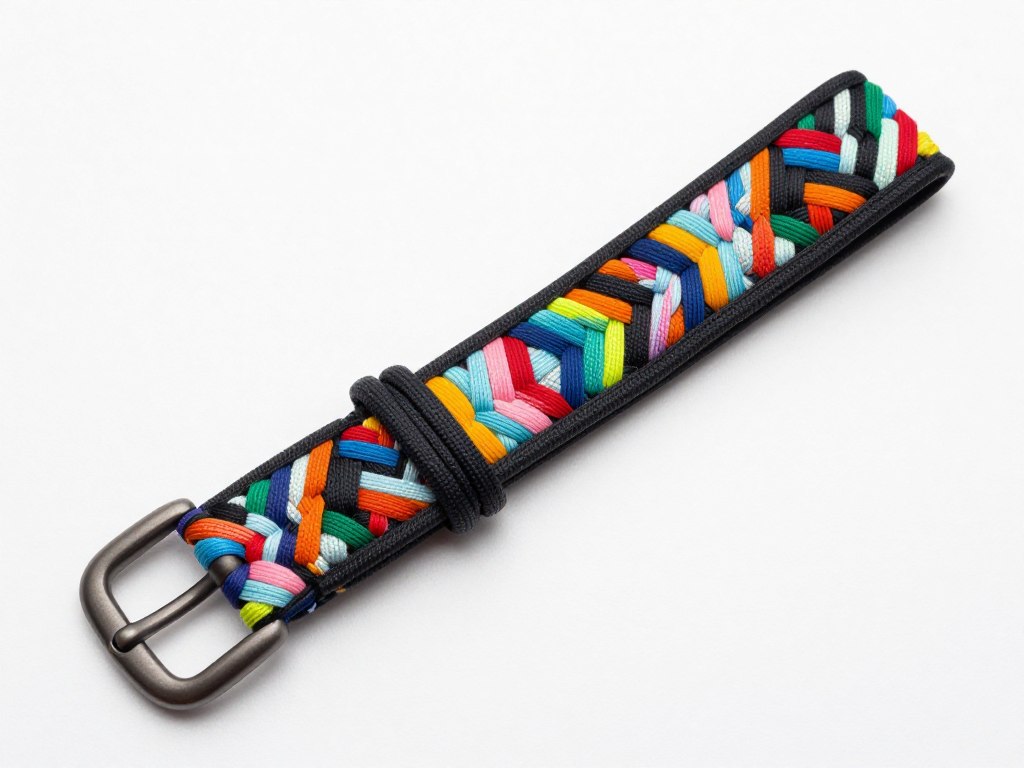 Wielokolorowy pasek ze sznurka z wzorem geometrycznym