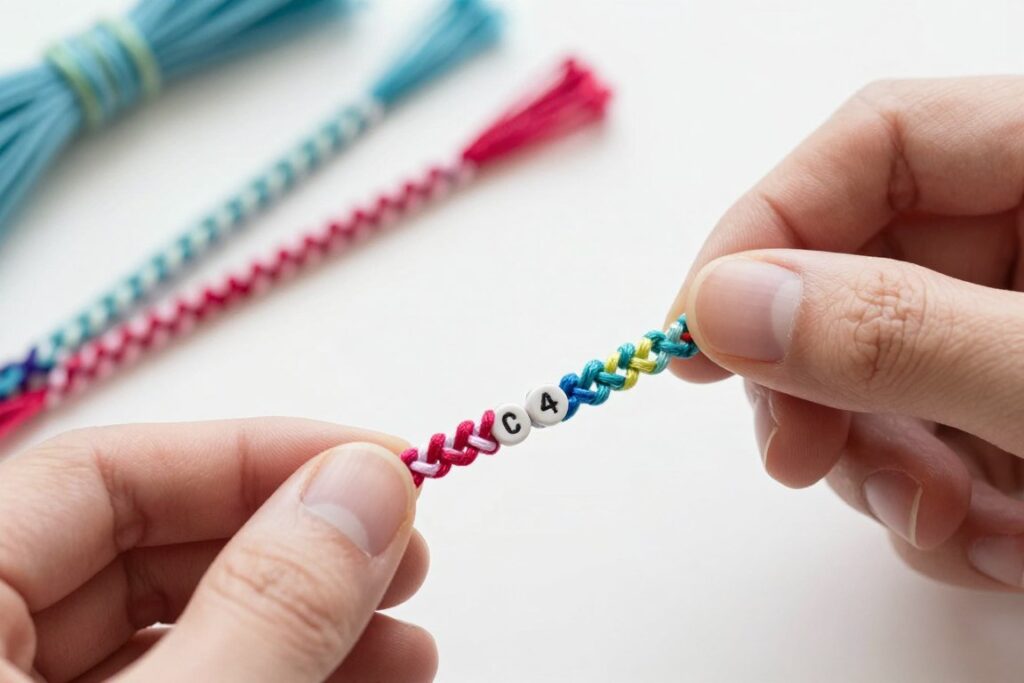 Wzór jodełka bransoletka z muliny instrukcja