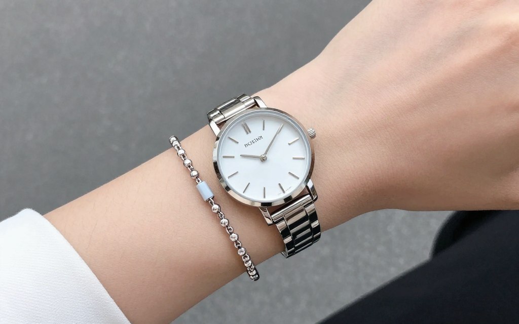 Zegarek z bransoletką na tej samej ręce