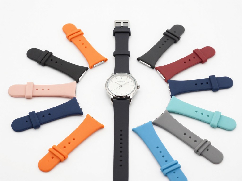 Zegarek z wymiennymi paskami w różnych kolorach