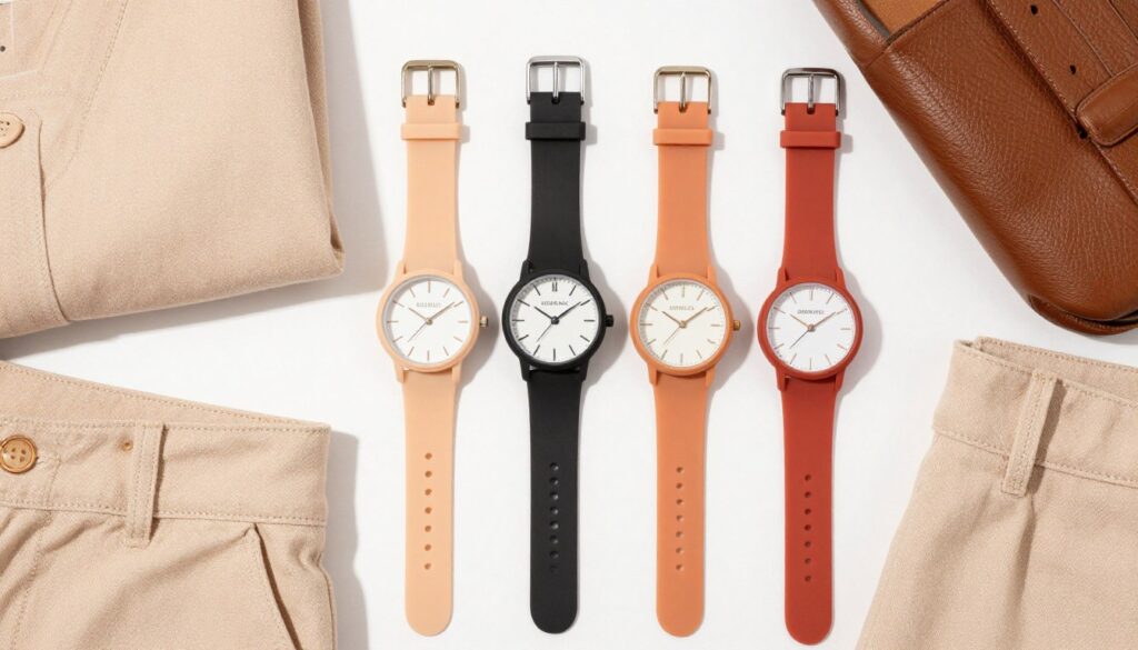 Zegarki silikonowe w różnych kolorach dopasowane do stylizacji