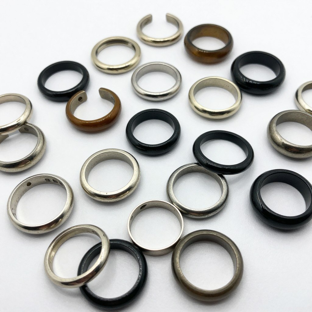 Zestaw różnych obrączek dla gołębi w różnych kolorach