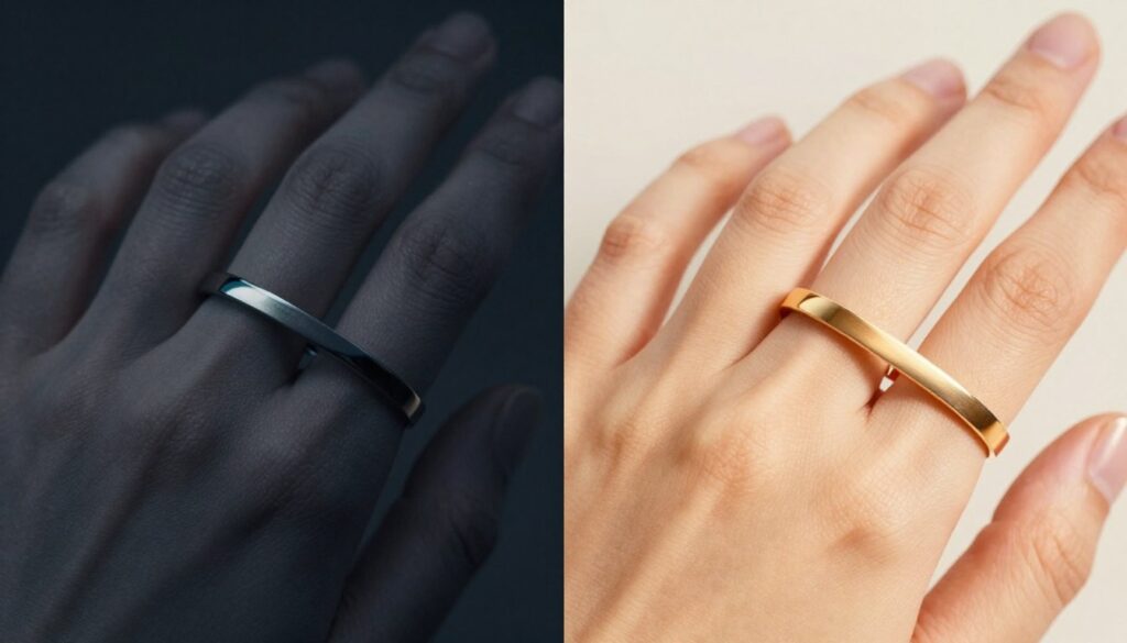 demonstracja zmiany koloru obrączki pod wpływem temperatury