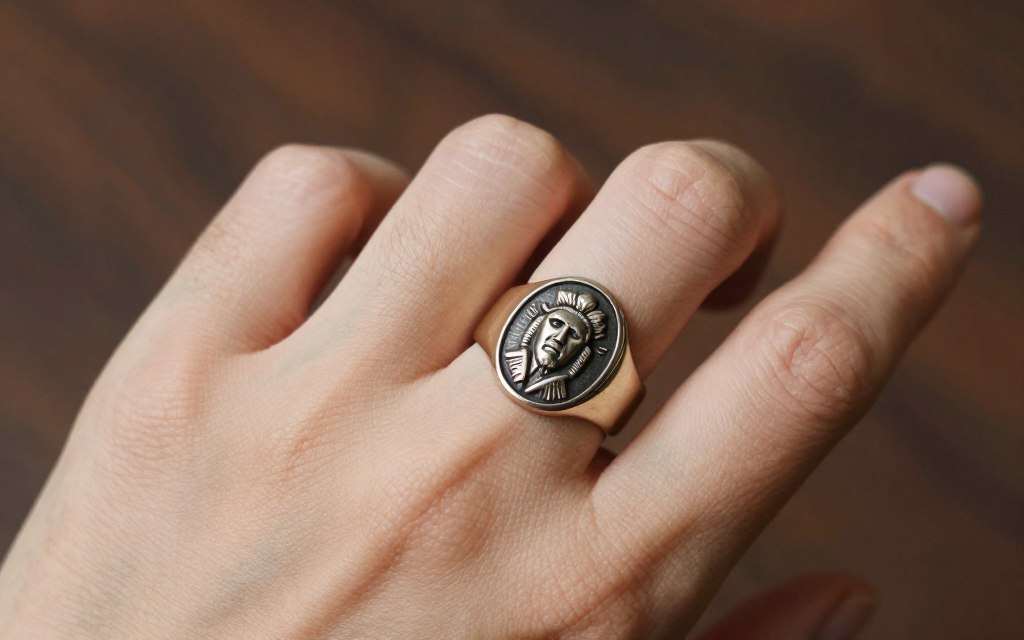 historia męskiego pierścionka na wskazującym