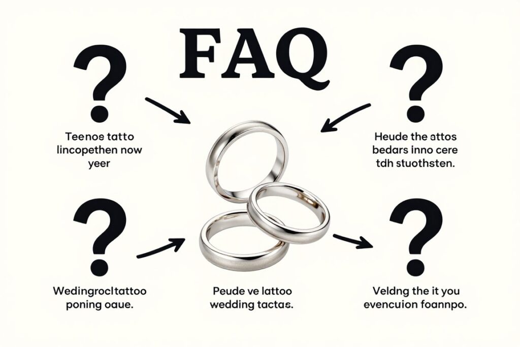 ikony pytań i odpowiedzi dotyczących tatuaży obrączek
