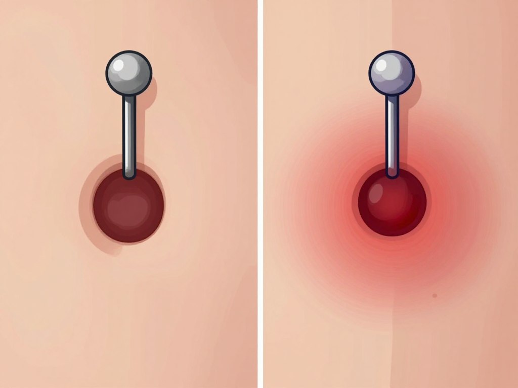 jak wygląda zakażenie kolczyka w pępku wizualne objawy