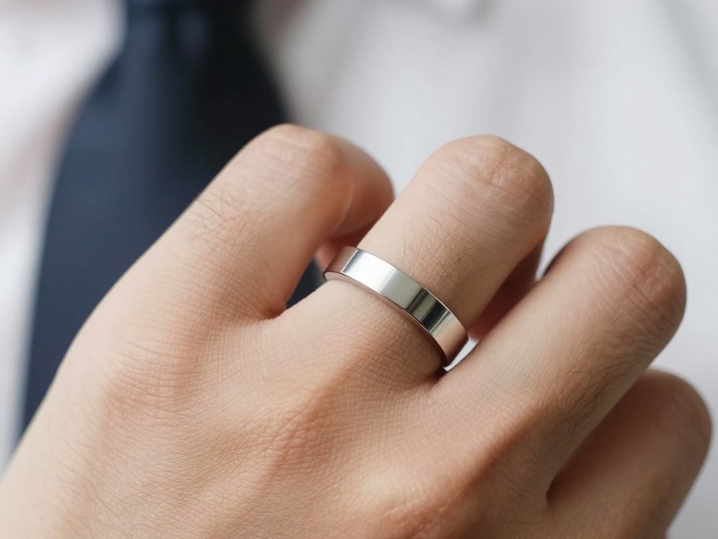 jeden pierścionek męski na dłoni