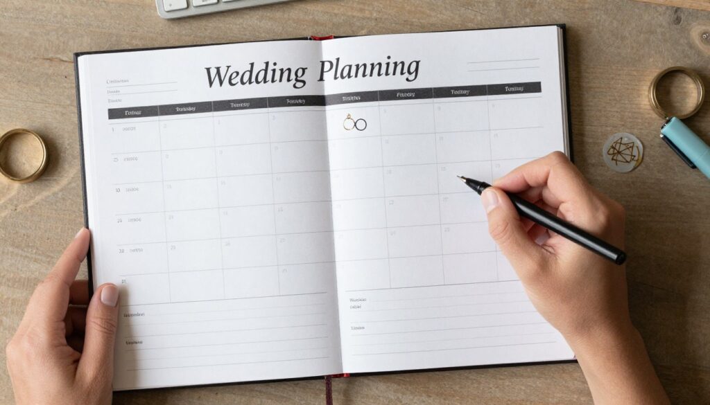 kalendarz z planowaniem terminu wykonania tatuażu przed ślubem