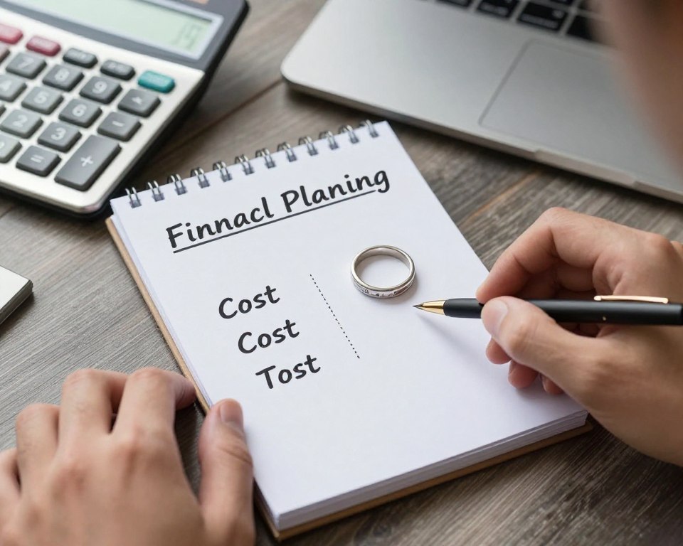 kalkulator i notatnik z kosztami tatuaży i obrączek