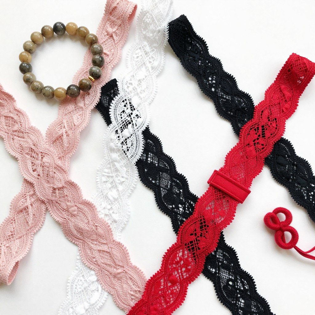 kolorowe ramiączka od stanika przygotowane do tworzenia bransoletek