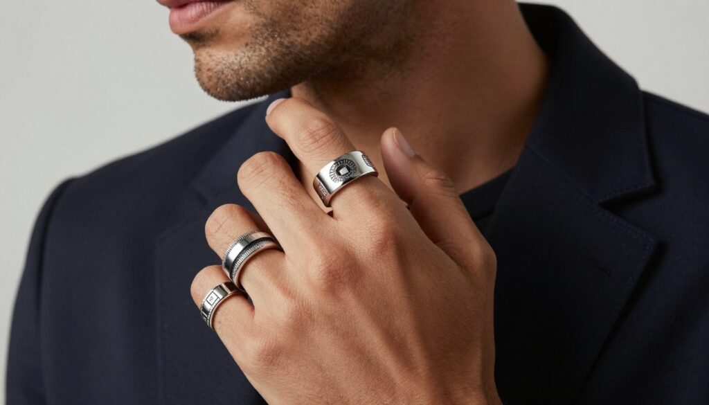 męskie pierścionki stylizacja