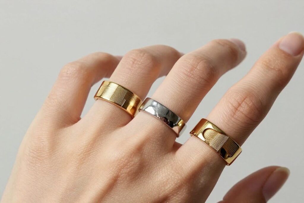 mieszanie złota i srebra pierścionki
