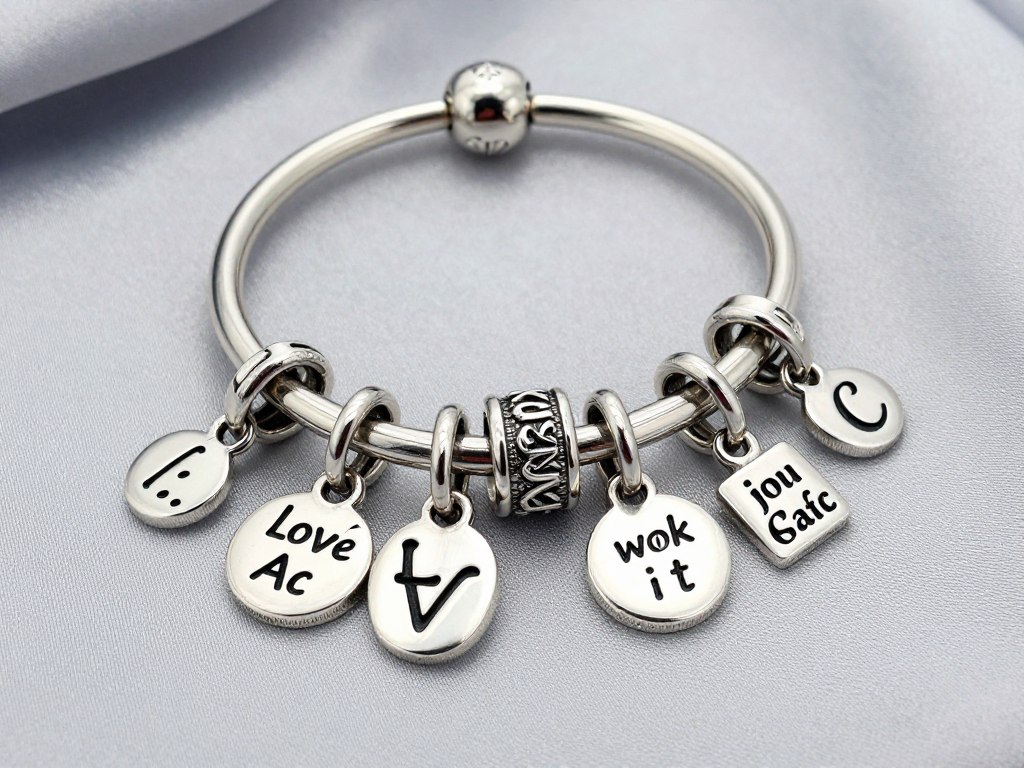 pandora essence bransoletka z charmsami na delikatnym tle