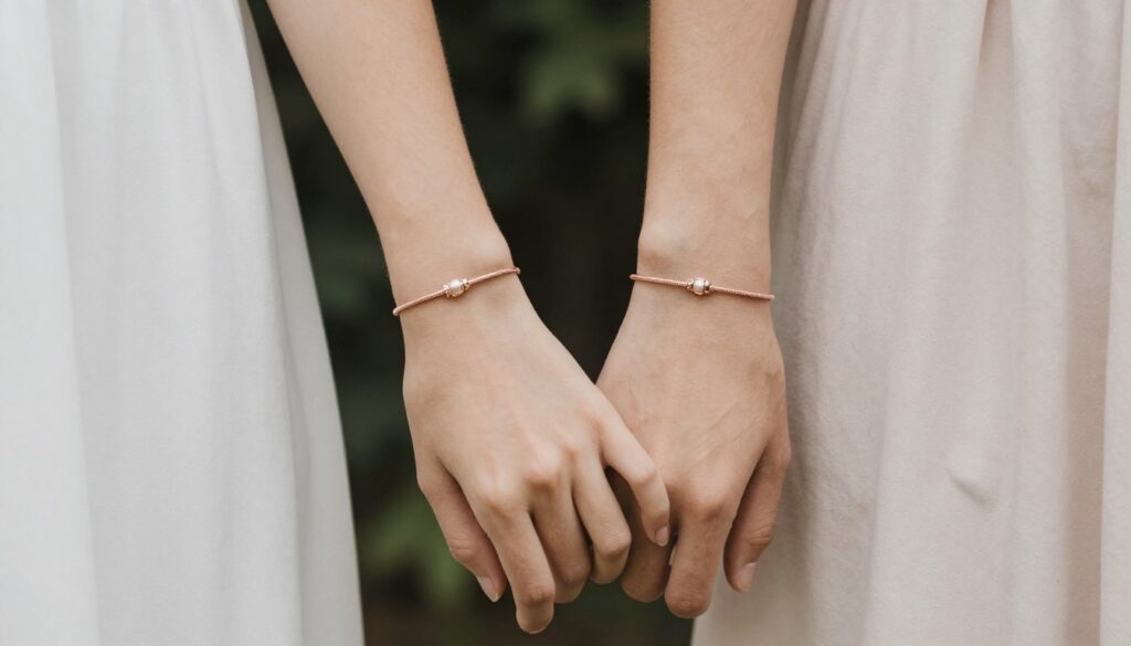 para nosząca pasujące bransoletki z ramiączek od stanika