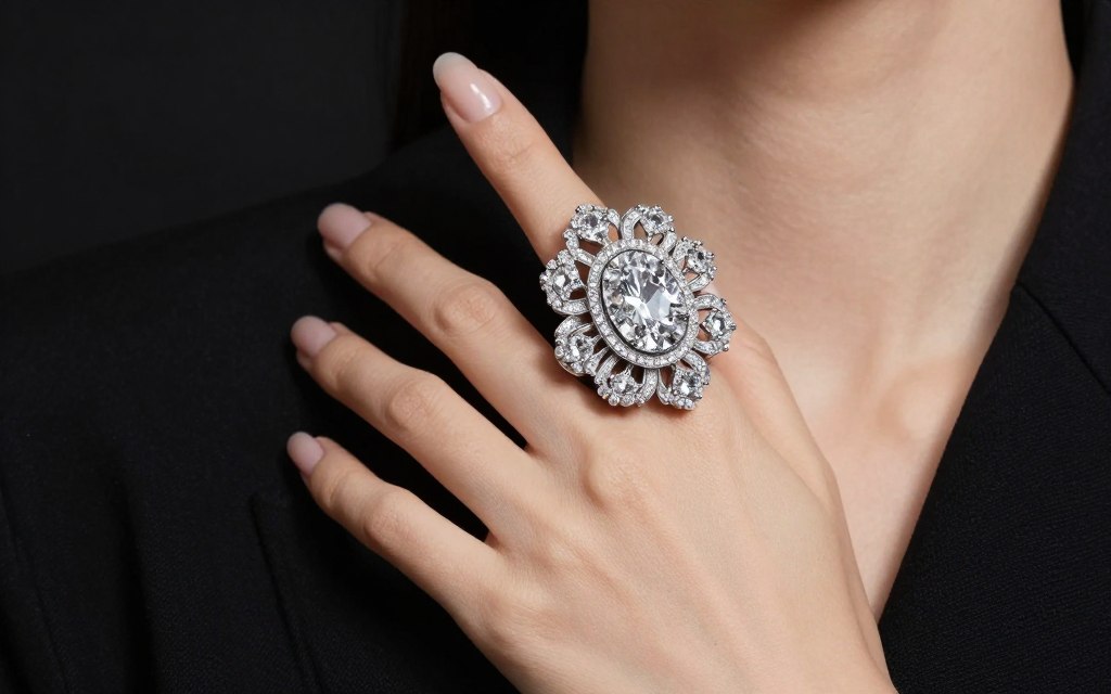 pierścionek koktajlowy wieczorowy